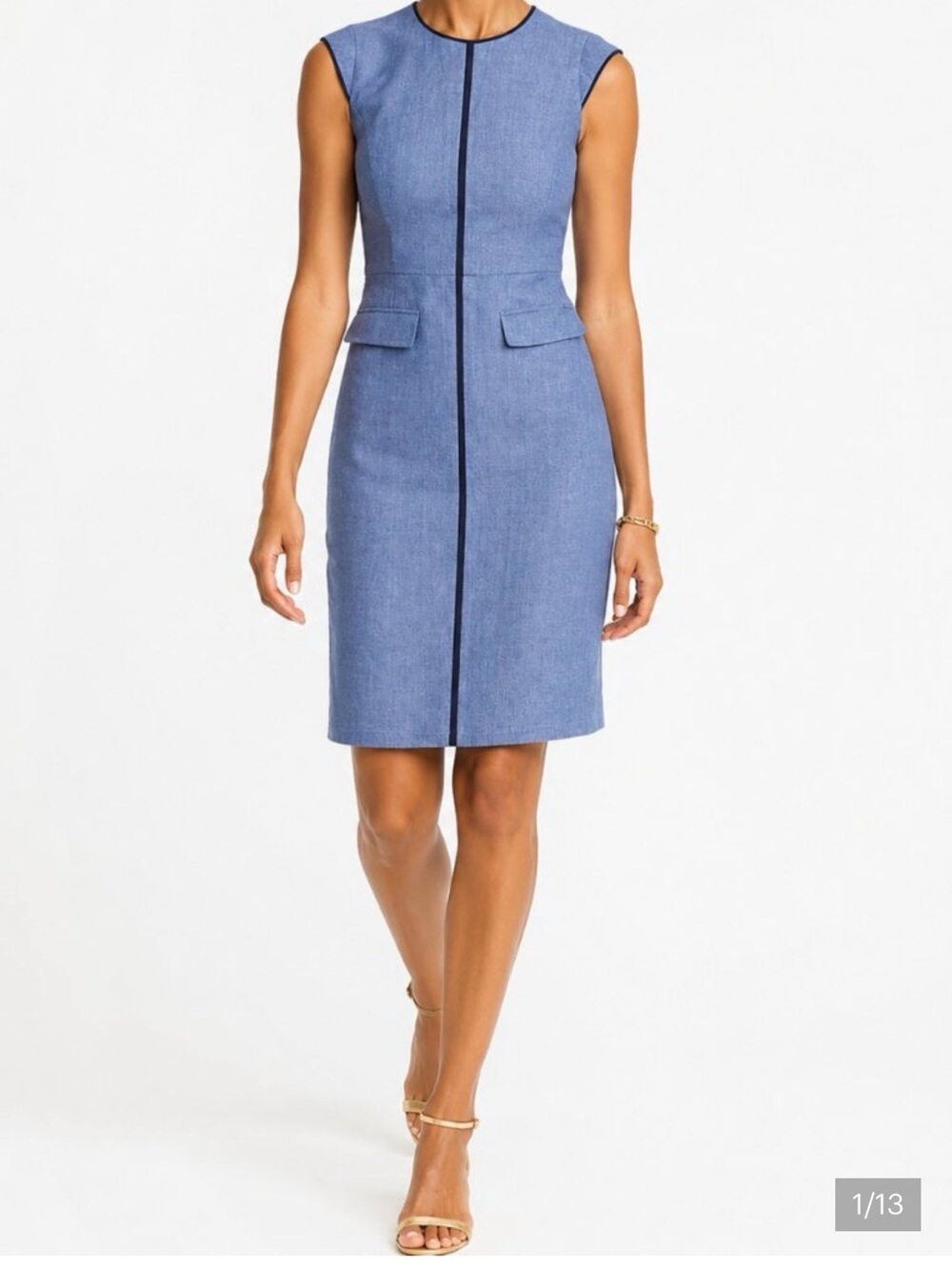 J. Crew Patch Pocket Sheath Dress in Tipped Linen